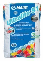 Клей Mapei Ultralite S1 серый для керамической плитки, натурального камня и тонкого керамогранита 15 кг