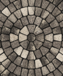 Тротуарная плитка Поревит Классико Гранит Антрацит круговая 60 мм 3 камня